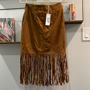 <<Faux•Suede•Tassel•Skirt>>